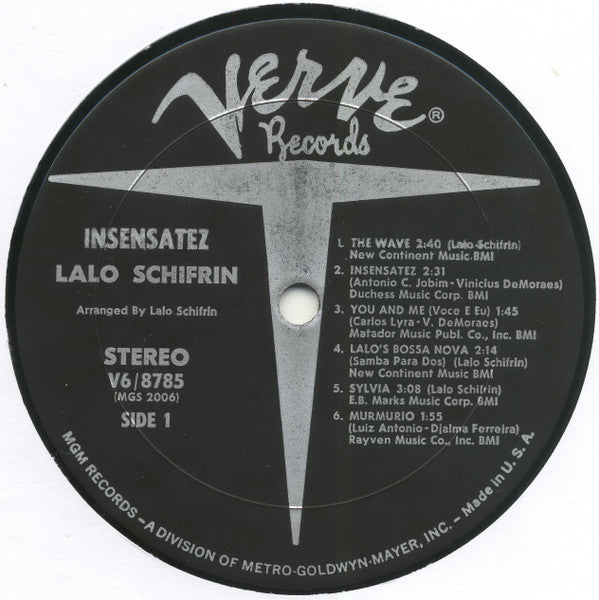 Lalo Schifrin - Insensatez (LP, Album, RE)