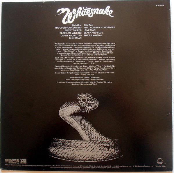 Whitesnake - Ready An' Willing (LP, Album, MO )