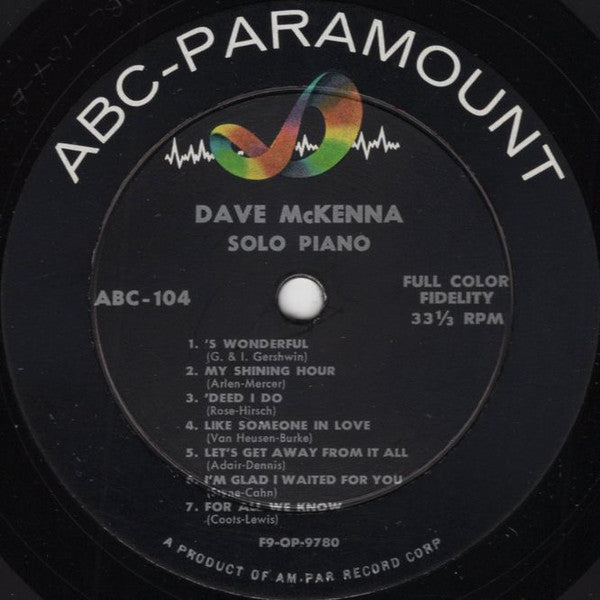 Dave McKenna - Solo Piano (LP, Mono)