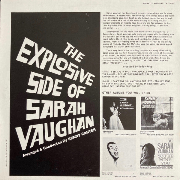 Sarah Vaughan - The Explosive Side Of Sarah Vaughan (LP)
