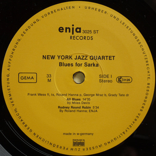 New York Jazz Quartet - Blues For Sarka (LP, Album)