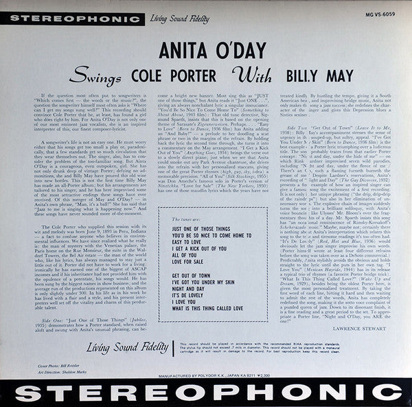 Anita O'Day With Billy May - Swings Cole Porter (LP, Album, Promo)