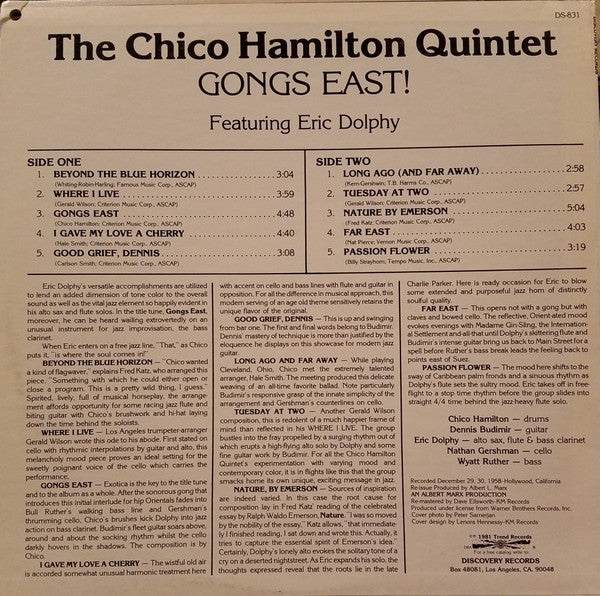 The Chico Hamilton Quintet - Gongs East! (LP, Album, RE, RM)