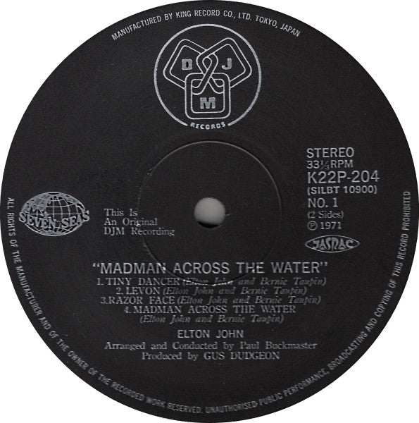 Elton John - Madman Across The Water (LP, Album, RE)