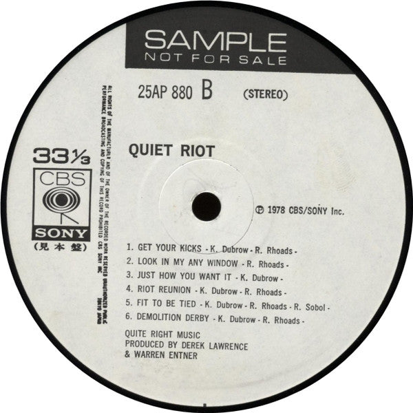 Quiet Riot - Quiet Riot (LP, Album, Promo)