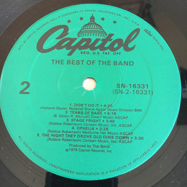 The Band - The Best Of The Band (LP, Comp, RE)