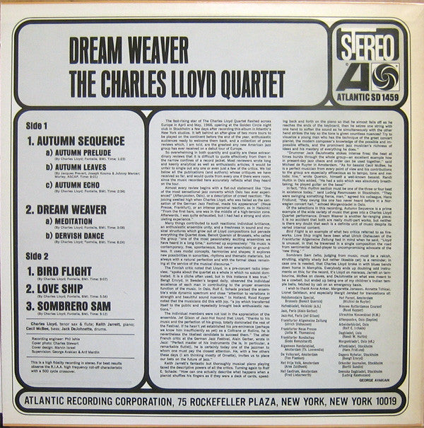 The Charles Lloyd Quartet - Dream Weaver (LP, Album, RE)