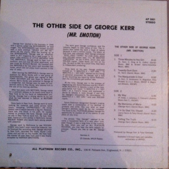 George Kerr - The Other Side Of George Kerr (Mr. Emotion) (LP, Album)