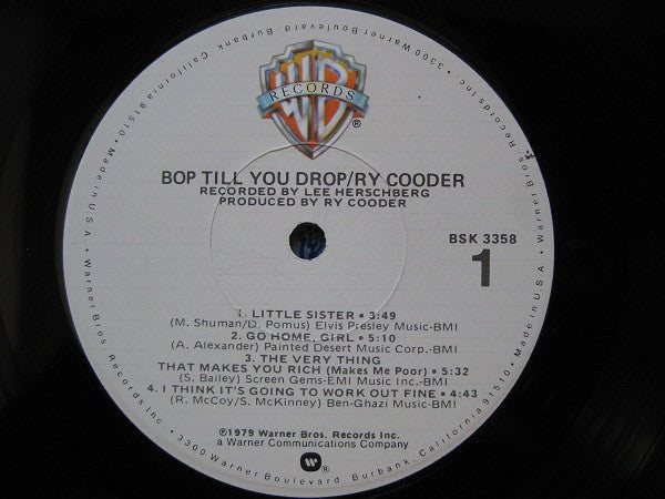 Ry Cooder - Bop Till You Drop (LP, Album, Los)