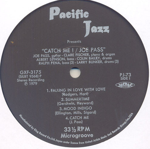 Joe Pass Featuring Clare Fischer - Catch Me! (LP, Album, RE)