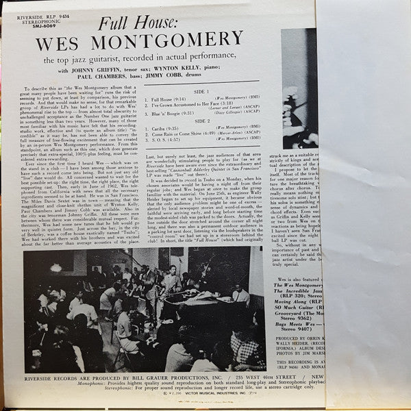 Wes Montgomery - Full House (LP, Album, RE)