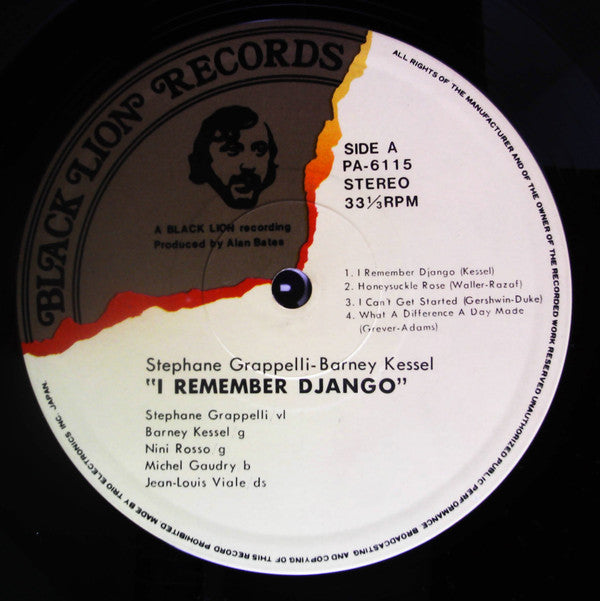 Stéphane Grappelli - Barney Kessel - I Remember Django (LP, Album, RE)