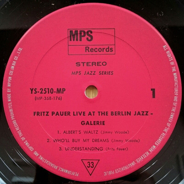 Fritz Pauer - Live At The Berlin ""Jazz Galerie"" (LP, Album)