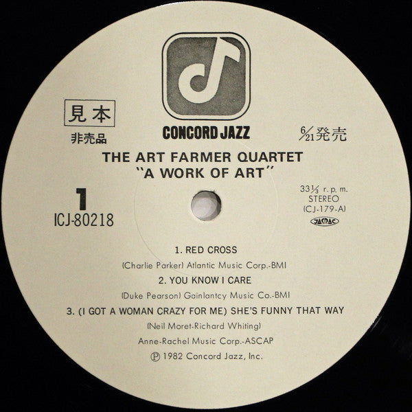 The Art Farmer Quartet* - A Work Of Art (LP, Album, Promo)