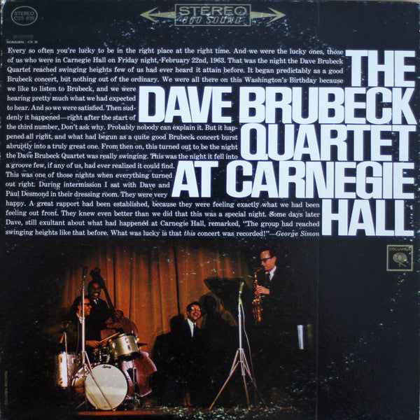 The Dave Brubeck Quartet - At Carnegie Hall (2xLP, Album, RP)
