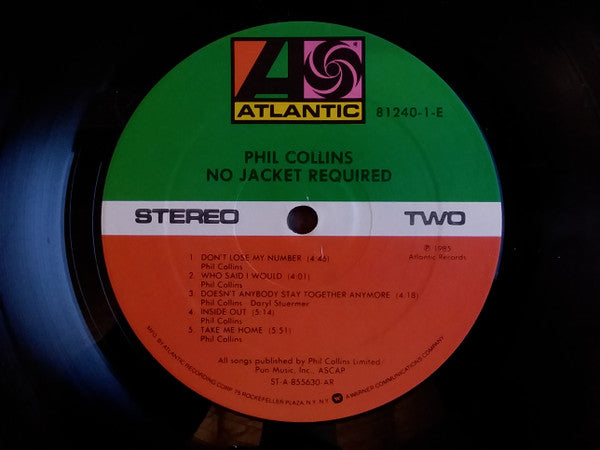 Phil Collins - No Jacket Required (LP, Album, AR,)