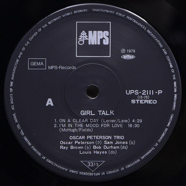 Oscar Peterson - Girl Talk (LP, Album, RE)