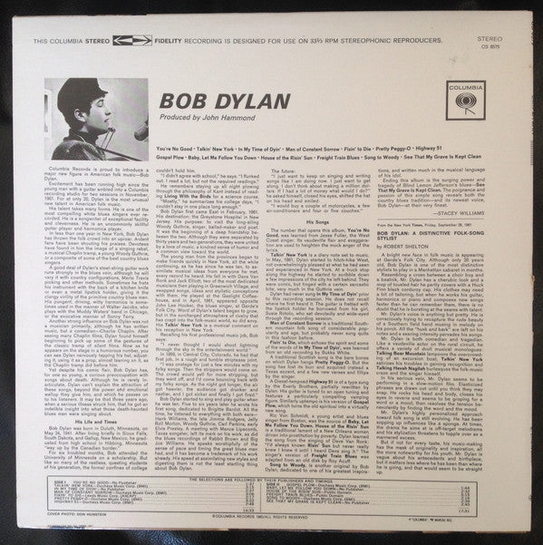 Bob Dylan - Bob Dylan (LP, Album, RE)