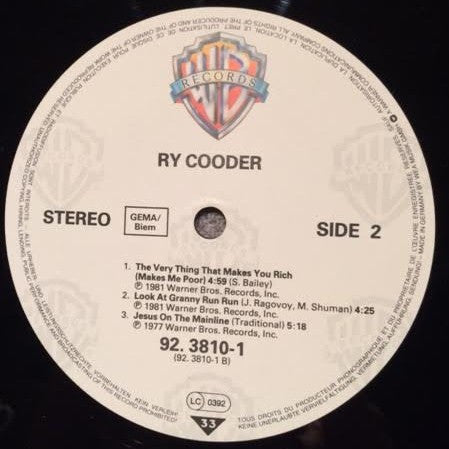 Ry Cooder - Live (LP, MiniAlbum)