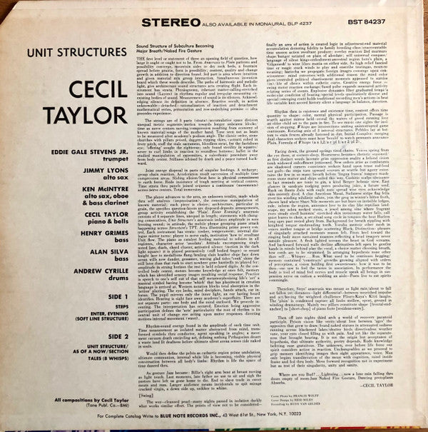 Cecil Taylor - Unit Structures (LP, Album, RE, Res)