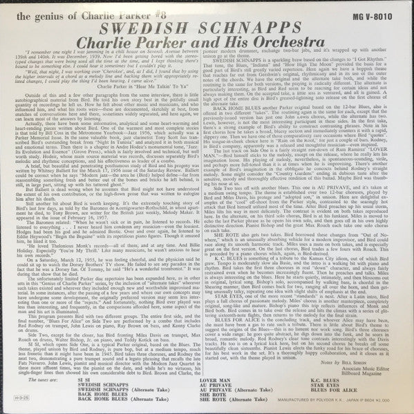 Charlie Parker And His Orchestra - Swedish Schnapps(LP, Album, Mono...