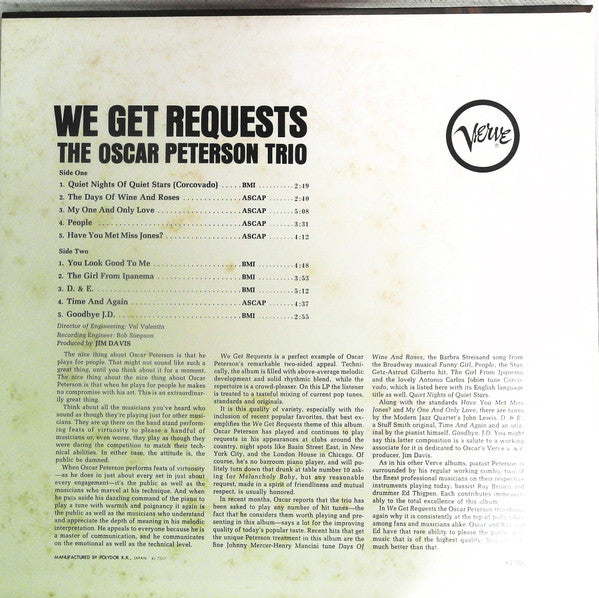 The Oscar Peterson Trio - We Get Requests (LP, Album, RE)