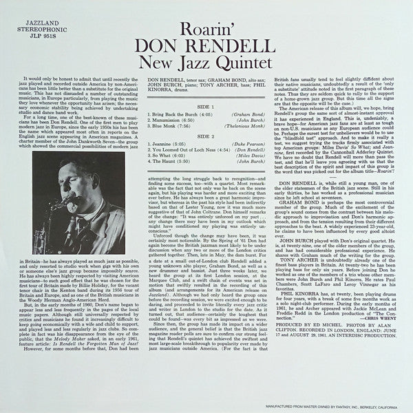 The New Don Rendell Quintet - Roarin' (LP, Album, RE)
