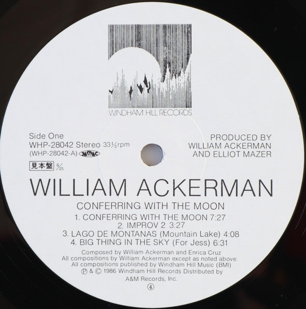 William Ackerman - Conferring With The Moon (LP, Album, Promo, Whi)