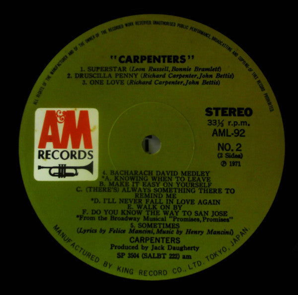 Carpenters - Carpenters (LP, Album, Gat)
