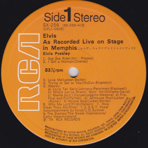 Elvis Presley - As Recorded Live On Stage In Memphis (LP, Album, Del)