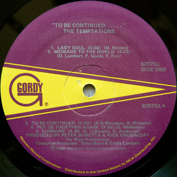 The Temptations - To Be Continued... (LP, Album, Sup)