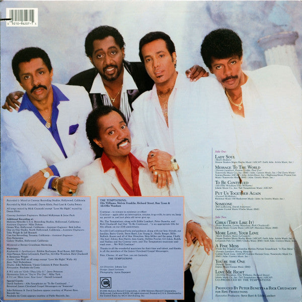 The Temptations - To Be Continued... (LP, Album, Sup)