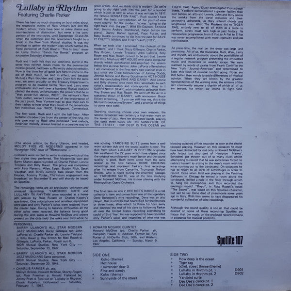 Charlie Parker - Lullaby In Rhythm (LP)