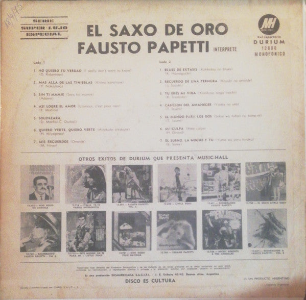 Fausto Papetti - El Saxo De Oro (LP, Album, Mono)