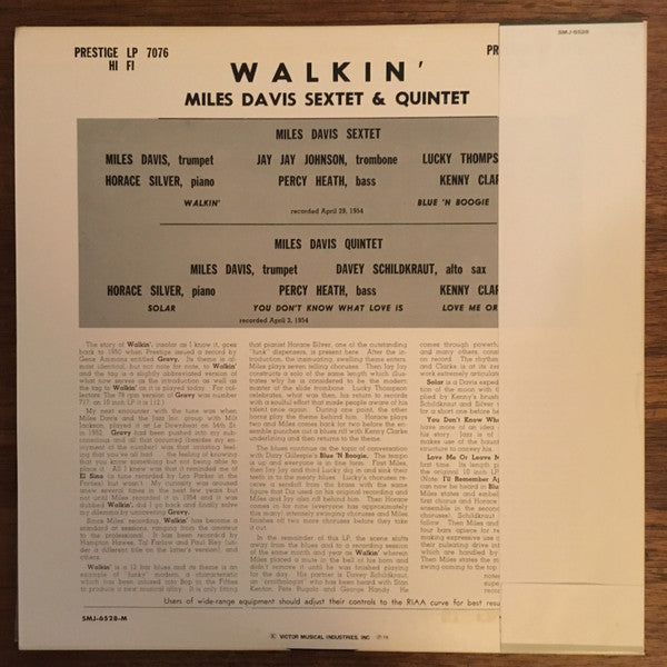 Miles Davis All Stars - Walkin' (LP, Album, Mono, RE)