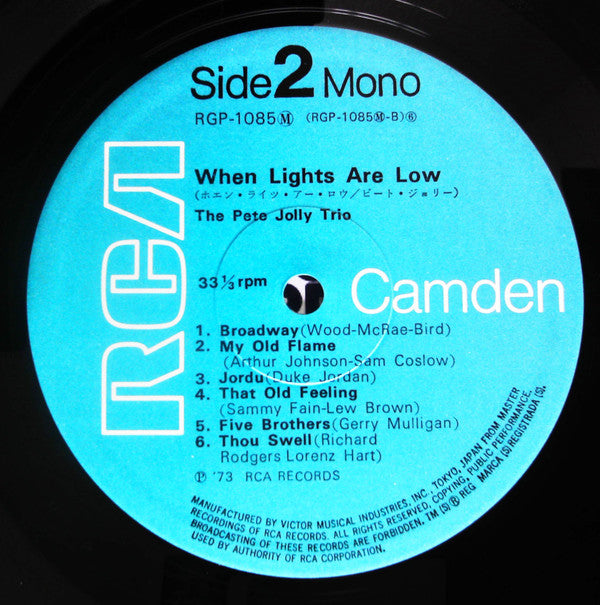 The Pete Jolly Trio - When Lights Are Low (LP, Album, Mono)