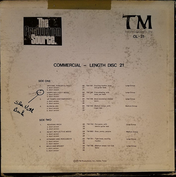 Unknown Artist - The Production Source. Commercial-Length Disc 21 (LP)