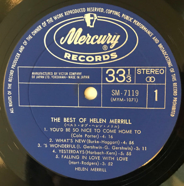 Helen Merrill - The Best Of Helen Merrill (LP, Comp)