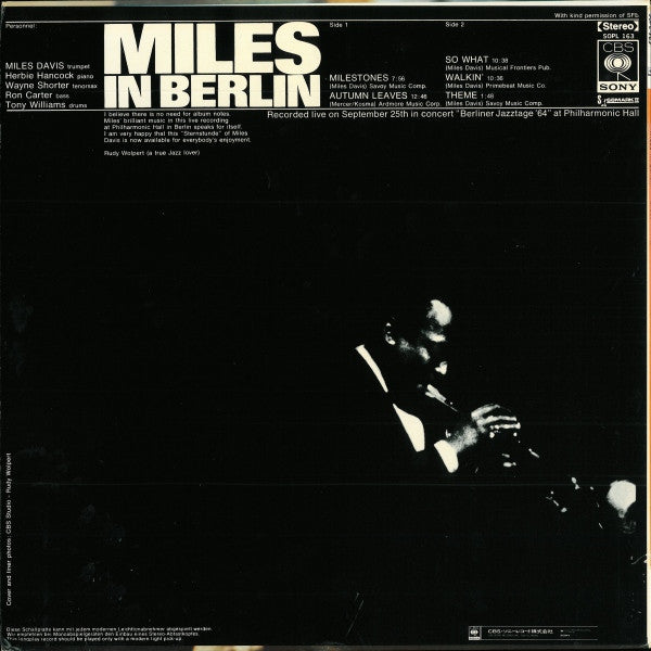 Miles Davis - Miles In Berlin (LP, Album, RE)