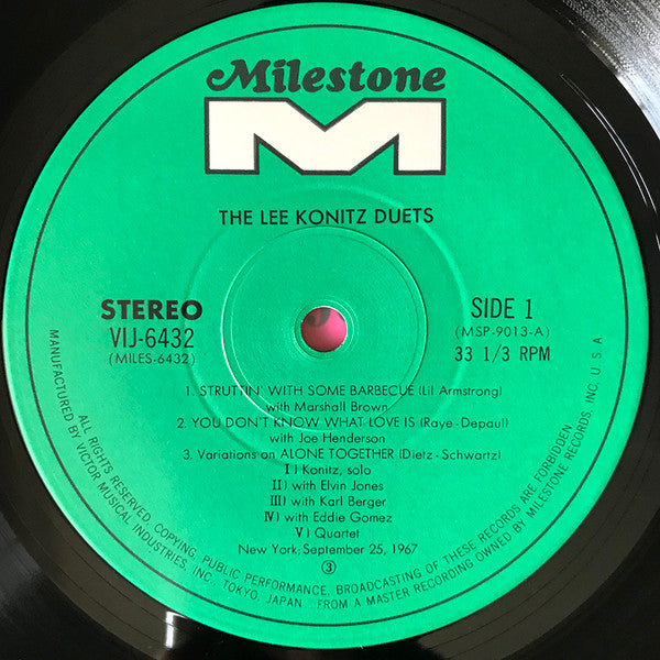 Lee Konitz - Duets (LP, Album, RE, Gat)