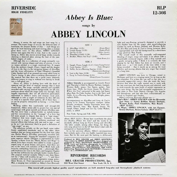 Abbey Lincoln - Abbey Is Blue (LP, Album, RE, 180)