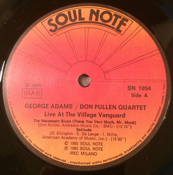 George Adams - Don Pullen Quartet - Live At Village Vanguard(LP, Al...