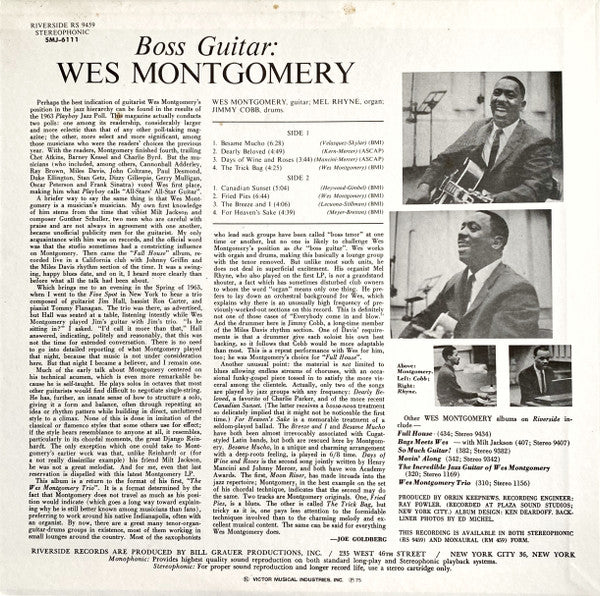 Wes Montgomery - Boss Guitar (LP, Album, RE)