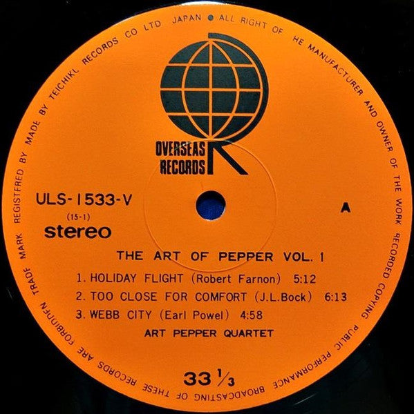 Art Pepper Quartet - The Art Of Pepper Vol. 1 (LP, Album, RE)