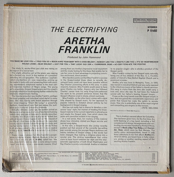 Aretha Franklin - The Electrifying Aretha Franklin (LP, Album, CSP)