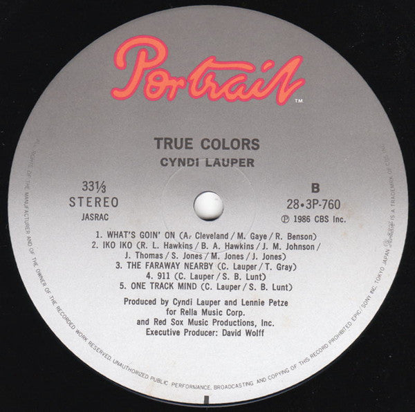 Cyndi Lauper - True Colors (LP, Album, 1st)