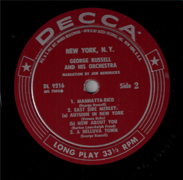 George Russell And His Orchestra* - New York, N.Y. (LP, Album, Mono)