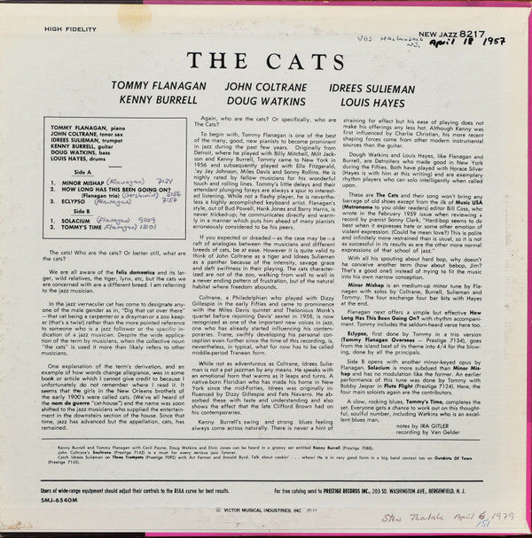 Tommy Flanagan - The Cats(LP, Album, Mono, RE)