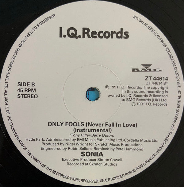 Sonia - Only Fools (Never Fall In Love) (12"")