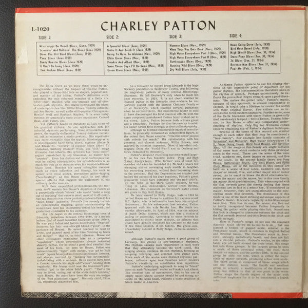 Charley Patton - Founder Of The Delta Blues (2xLP, Comp, Red)